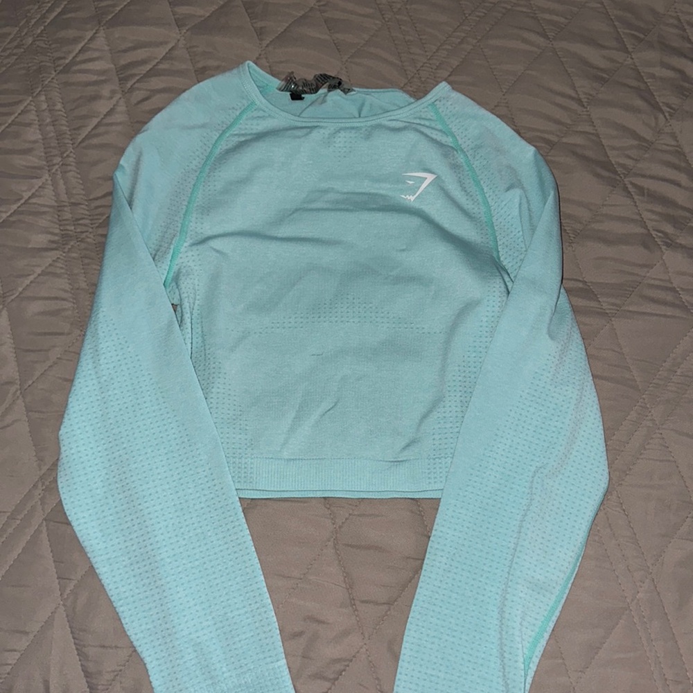 Gymshark light blue long sleeve crop top